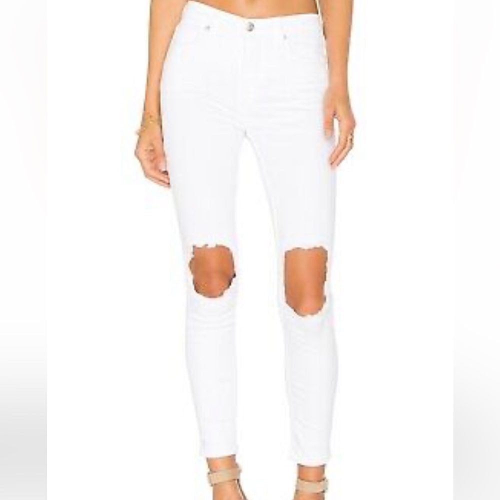 Free People Busted Knee Jeans in White Denim